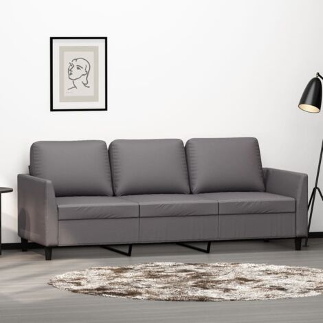 3-Sitzer-Sofa Grau 180 cm Kunstleder vidaXL