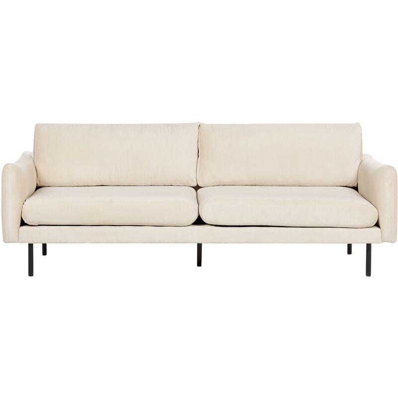 Beliani Sofa 3-sitzer Vinterbro Samtstoff Hellbeige