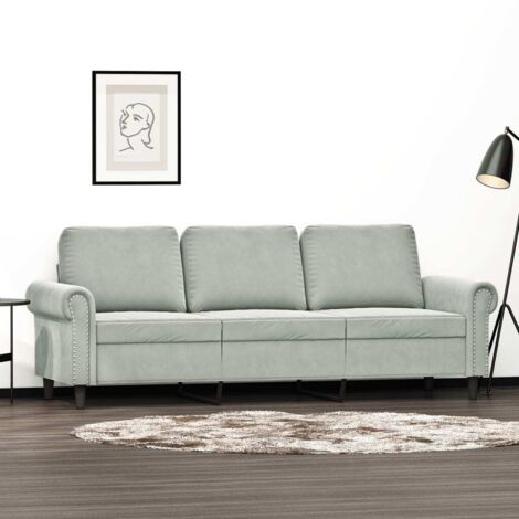 3-Sitzer-Sofa Hellgrau 180 cm Samt vidaXL