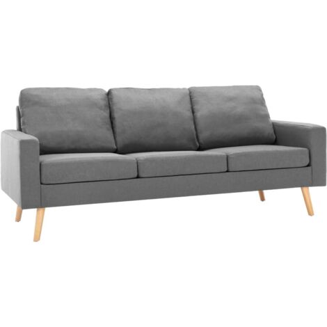 3-Sitzer-Sofa Hellgrau Stoff vidaXL