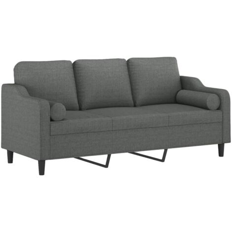 3-Sitzer Sofa mit dunkelgrauen Kissen 180 cm Stoff