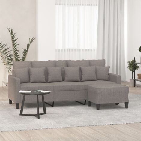 3-Sitzer Sofa mit Fußstütze Taupe 180 cm Stoff