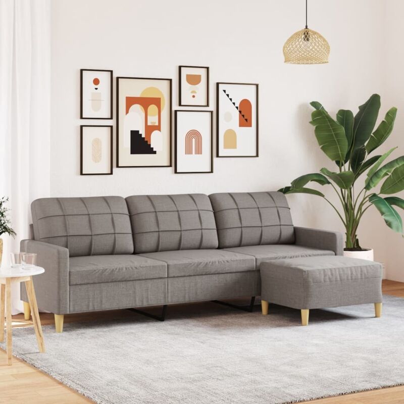 3-sitzer-sofa Mit Hocker Taupe 210 Cm Stoff - Vidaxl