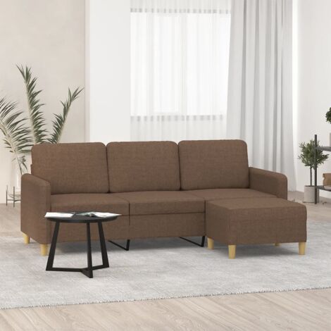 3-Sitzer-Sofa mit Hocker Braun 180 cm Stoff vidaXL