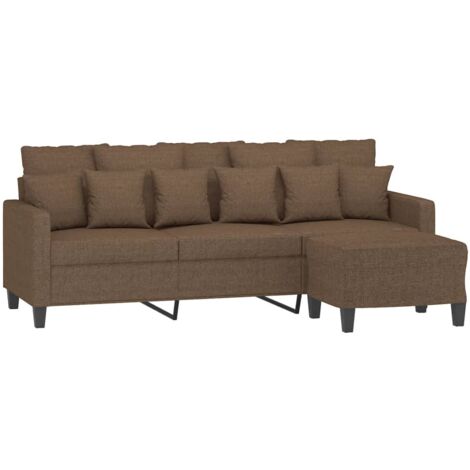 3-Sitzer-Sofa mit Hocker Braun 180 cm Stoff vidaXL30987