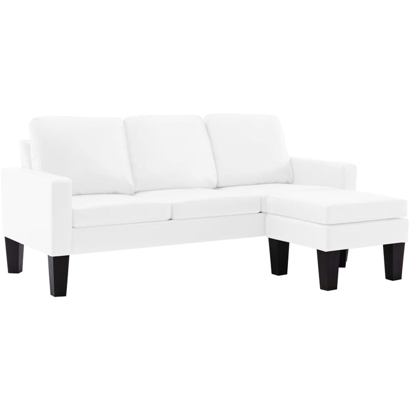 3-Sitzer-Sofa mit Hocker Kunstleder Weiß - Weiß - Vidaxl