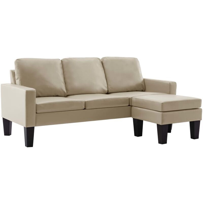 vidaXL 3-Sitzer-Sofa mit Hocker Kunstleder Cappuccino-Braun - Braun