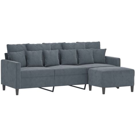 3-Sitzer-Sofa mit Hocker Dunkelgrau 180 cm Samt vidaXL97858