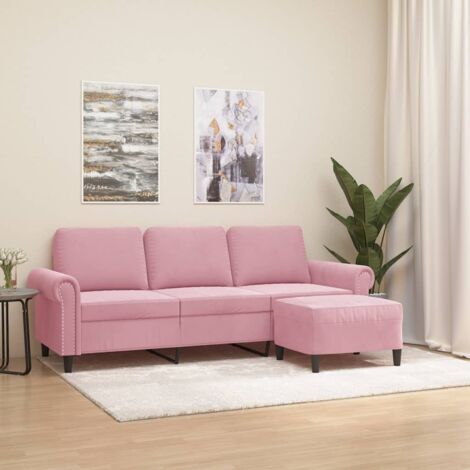 3-Sitzer-Sofa mit Hocker Rosa 180 cm Samt vidaXL