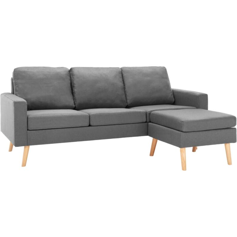 Vidaxl - 3-Sitzer-Sofa mit Hocker Stoff Hellgrau - Grau