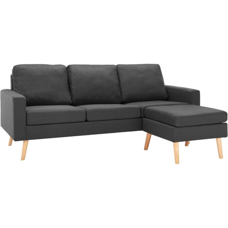 3-Sitzer-Sofa mit Hocker Stoff Dunkelgrau - Grau - Vidaxl