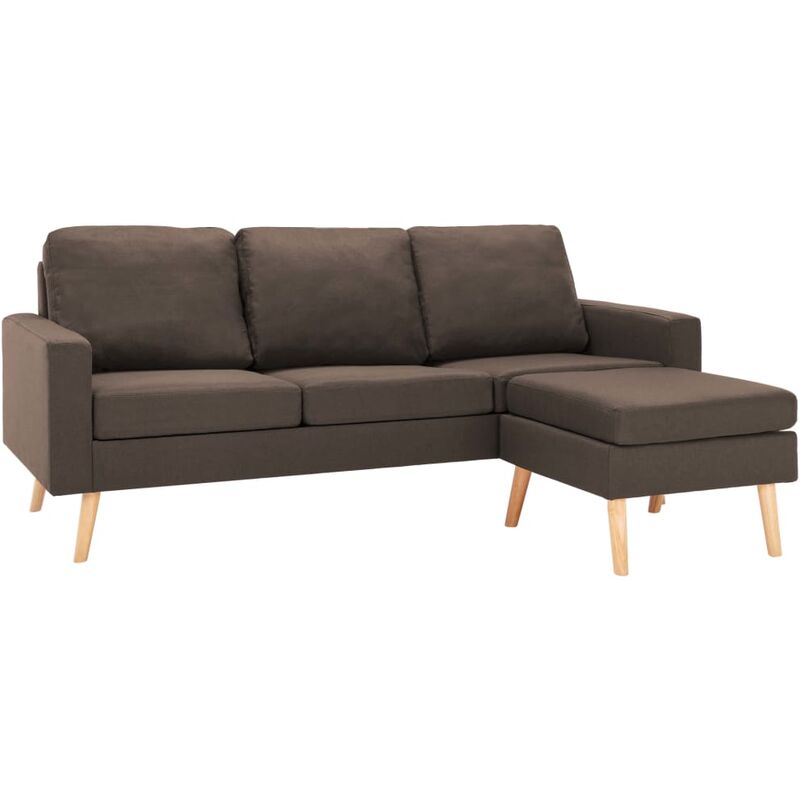 Vidaxl - 3-Sitzer-Sofa mit Hocker Stoff Braun - Braun