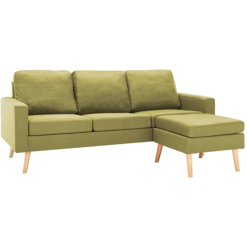 Vidaxl - 3-Sitzer-Sofa mit Hocker Stoff Grün - Grün