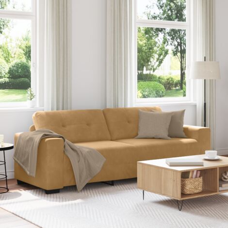 3-Sitzer-Sofa mit Kissen Braun Samt vidaXL