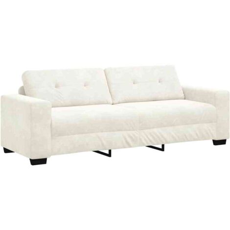 3-Sitzer-Sofa mit Kissen Creme Samt vidaXL