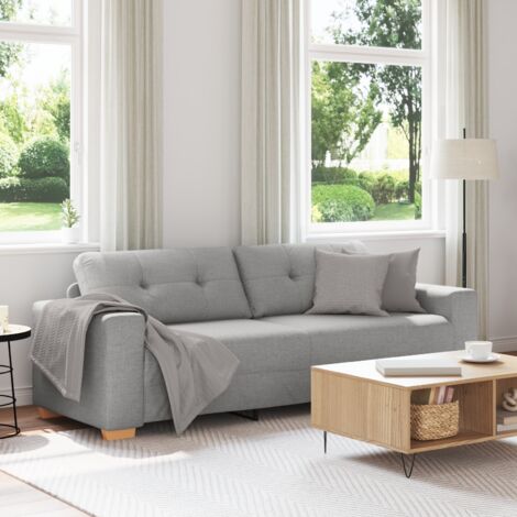  3-Sitzer-Sofa  mit Kissen Wolkengrau Stoff vidaXL