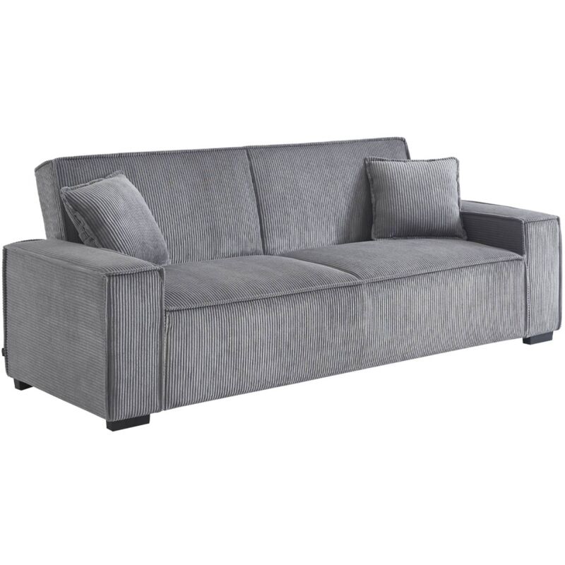 Sweeek - 3-sitzer-sofa Mit Schlaffunktion Und Cordbezug, Cord, Hellgrau