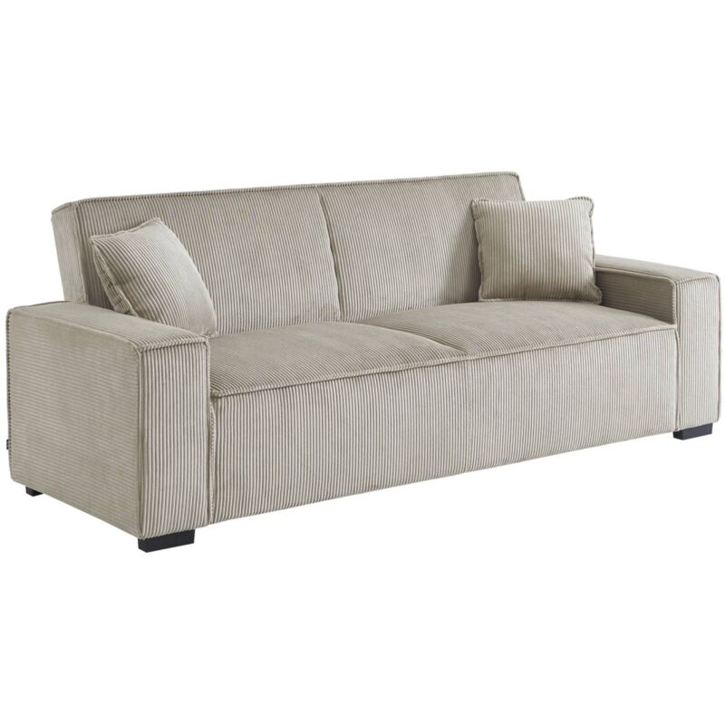 Sweeek - 3-sitzer-sofa Mit Schlaffunktion Und Cordbezug, Cord, Beige