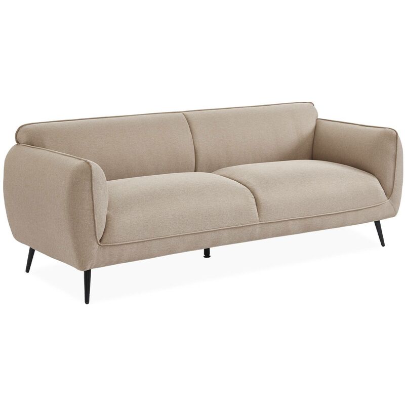 Sweeek - 3-sitzer-sofa Mit Stoffbezug Und Metallfüßen, Polyester, Beige