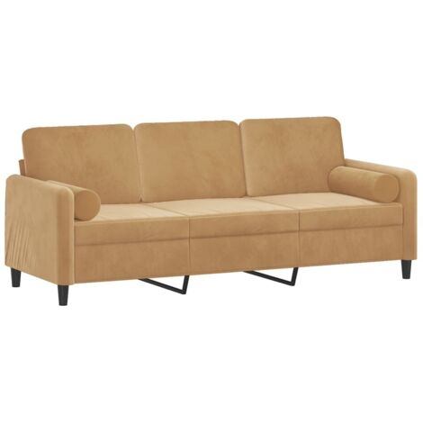 3-Sitzer-Sofa mit Zierkissen Braun 180 cm Samt vidaXL