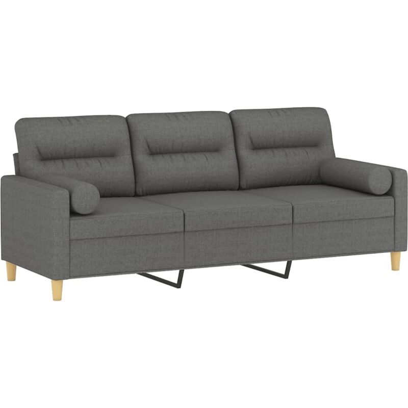 3-sitzer-sofa Mit Zierkissen Dunkelgrau 180 Cm Stoff - Vidaxl
