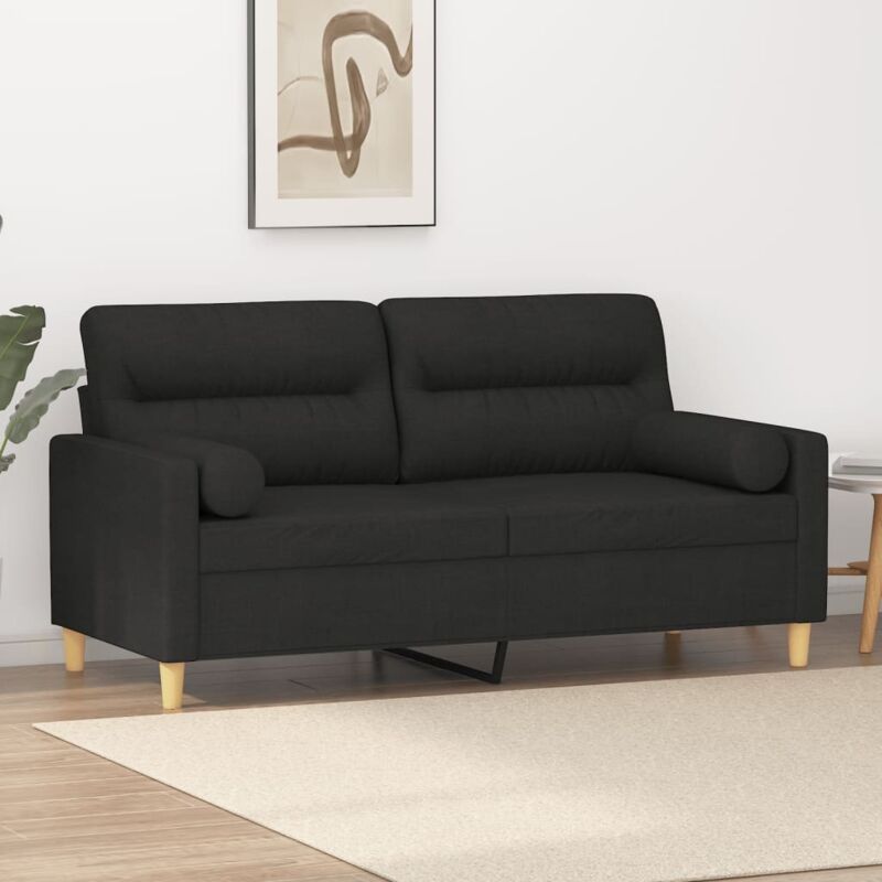 2-sitzer-sofa Mit Zierkissen Schwarz 140 Cm Stoff - Vidaxl