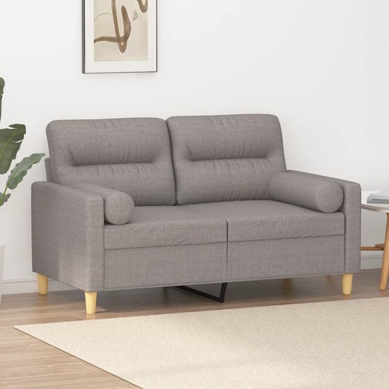 2-sitzer-sofa Mit Zierkissen Taupe 120 Cm Stoff - Vidaxl