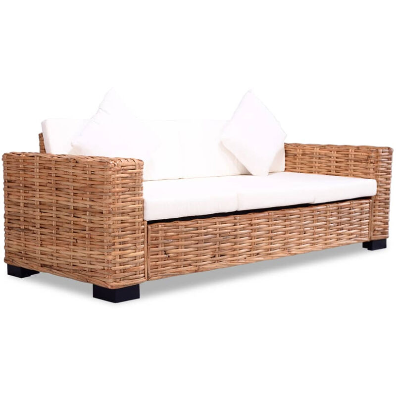 3-Sitzer-Sofa Natürliches Rattan