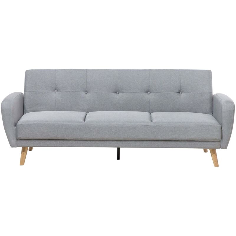 Beliani Schlafsofa 3-sitzer Florli Stoff Hellgrau