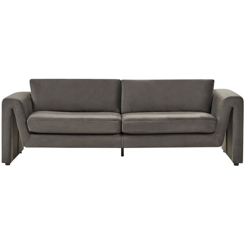 Beliani Sofa 3-sitzer Maunu Samtstoff Graphitgrau