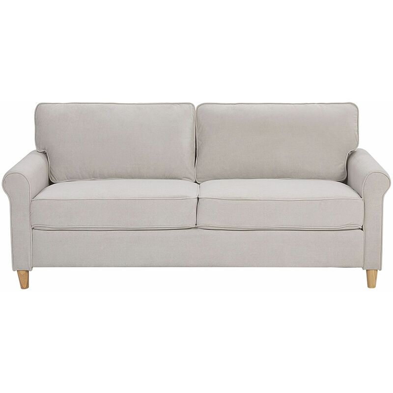 Beliani - Sofa 3-Sitzer Wohnzimmer Beige Samtstoff 100% Polyester Retro Trendy Modern - Beige