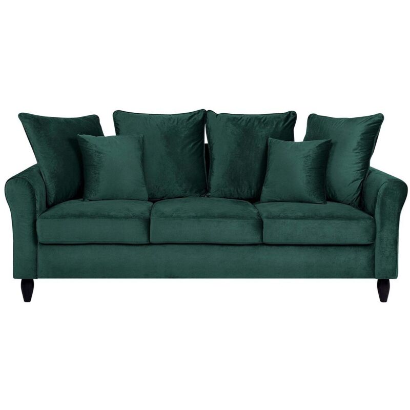 Beliani Sofa 3-sitzer Bornholm Samtstoff Dunkelgrün