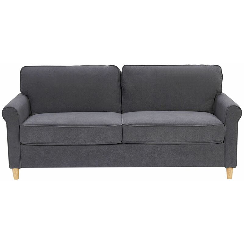 Beliani - Sofa 3-Sitzer Wohnzimmer Grau Samtstoff 100% Polyester Retro Trendy Modern - Grau