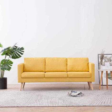 3-Sitzer-Sofa Stoff Gelb vidaXL
