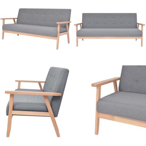 3-Sitzer-Sofa Stoff Hellgrau - 3-Sitzer Sofa - Wohnlandschaft - Ecksofa - Grau Sofa - Modernes Sofa - Home & Living