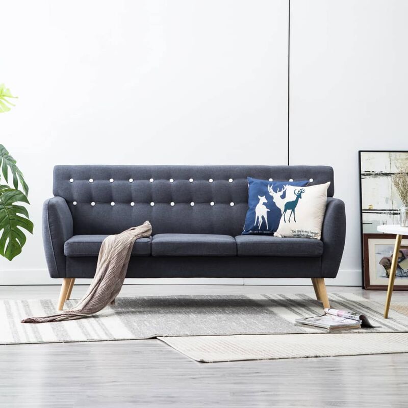 Betterlife - 3-Sitzer-Sofa Stoffbezug 172x70x82 cm Dunkelgrau