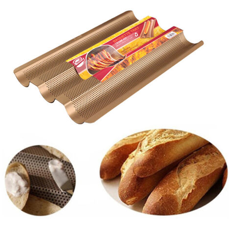 3 Slot Non Stick Baguette Baking Tray Loaf Mold French Bread Pan Bake Tools Baguette Frame Rack Baking Tools