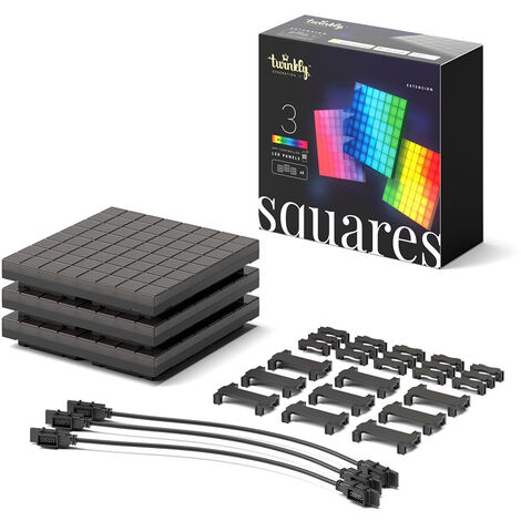 3 Smart App Controlled Twinkly Square LED Lights Extension Pack  Multi Colour Change Control Indoor Home Dimmable