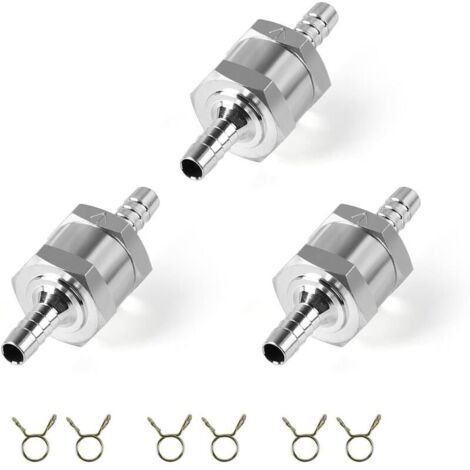 3 Soupapes de Retenue en Alliage d'Aluminium 6 mm avec Pinces pour Systèmes Carburant Essence Diesel Huile Eau