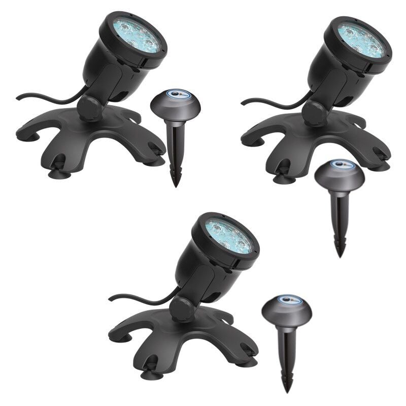 3 Spots Led Bassin 6W + capteur. Éclairage Bassin De Jardins Et Étangs