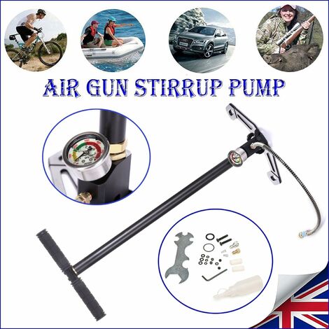 3 Stage Stirrup Charger PCP Hand Pump Air Gun Rifle Airrifle Gas Filter Gauge 4500PSI