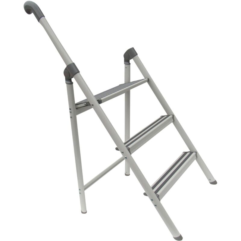 Securefix Direct - 3 Step Folding Stepladder With Handle (Stool Aluminium Safety Compact diy Non-Slip)