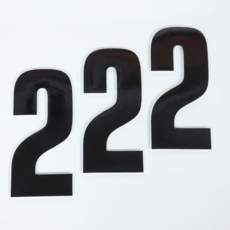 3 Sticker Aufkleber Rennnummer zwei 2 schwarz blackbird 130x70mm