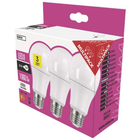 3 Stk. LED-Glühbirnen A60  E27 neutralweiß 10.7 W