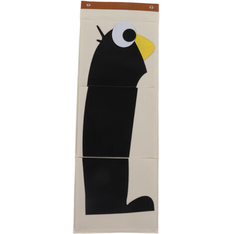 3-stöckige Wandaufbewahrungstasche aus Filz mit Tiermotiv – Pinguin-Design, zum Aufhängen über der Tür, 100,7 x 35 cm, Kleiderschrankorganisation
