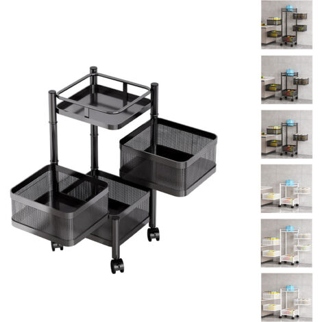 3-stöckiger Rollwagen - CAREE - 28X28X54CM - SCHWARZ