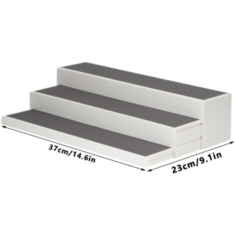 3-stöckiges, ausziehbares Gewürzregal und Küchenarbeitsplatten-Organizer – ABS – 37 x 23 x 8,7 cm – Weiß – 1 Stück