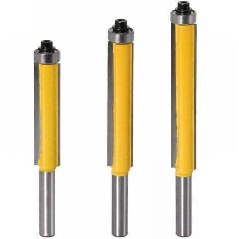 3 Stück 8mm Schaft Bündigfräser mit Lager, Anlaufringfräser mit Kugellager, Extra langer Holzfräser