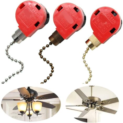 3 Stück Deckenventilatorschalter, 3 Geschwindigkeiten, 4 Drähte, ZE-268S1 Zugkettenschalter, Ventilatorschalter, Geschwindigkeitsregelung, Ersatz-Kronleuchterschalter
