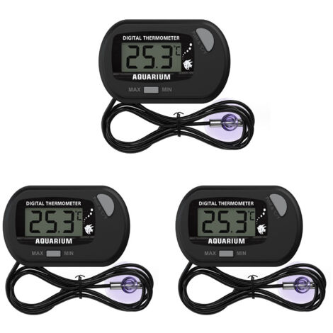 (3 Stück) Digitales LCD-Aquariumthermometer mit Saugnäpfen und wasserdichter Sonde für Aquarien